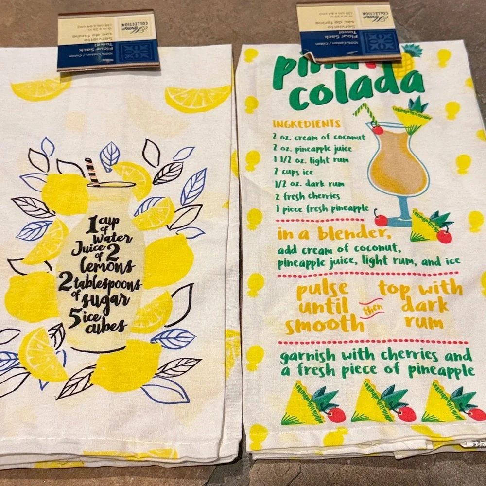 NWT Lemon Cutting Board with Knife, and Two Lemon Towel Bundle